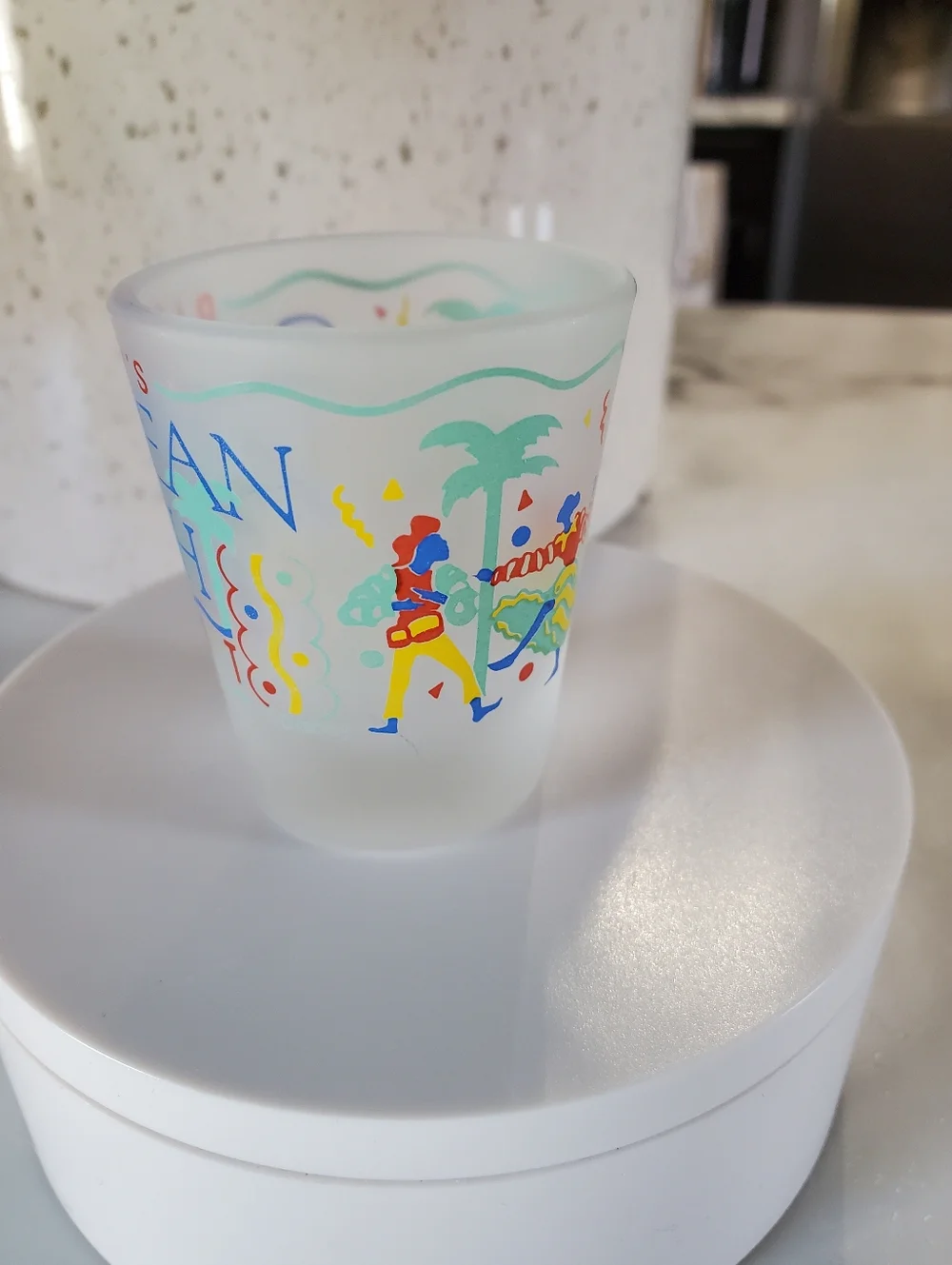 Vintage Disney World Caribbean Beach Resort Frosted Shot Glass